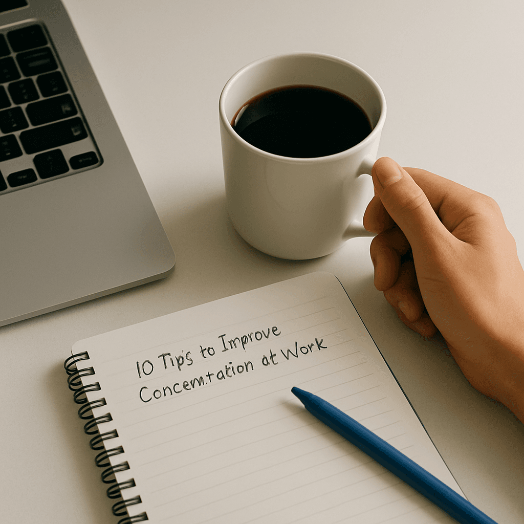 Image of someone concentrating at work